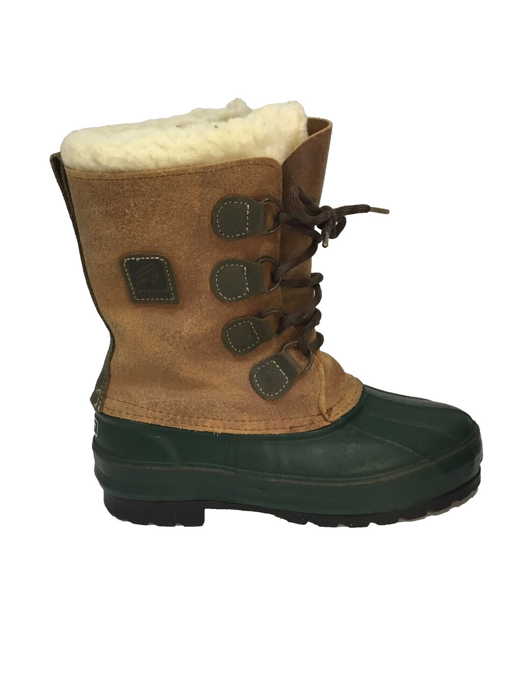 Sherpa & Leather Lined LACROSSE Winter Boots Duck Waterproof Sz 7 Lace Up Green